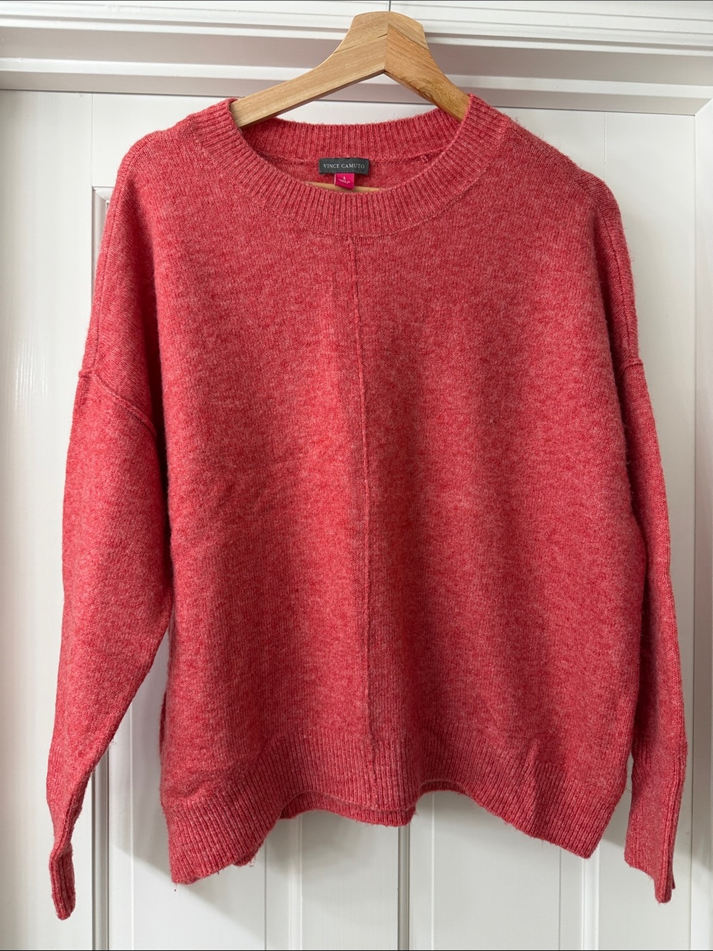 Vince Camuto Heathered Coral Scoop Neck Sweater
